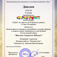 15.Диплом 1 степени-Фантазёры-Блокада