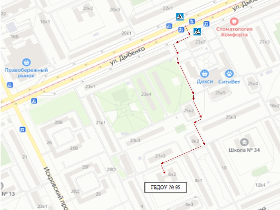Схема движения от Дыбенко